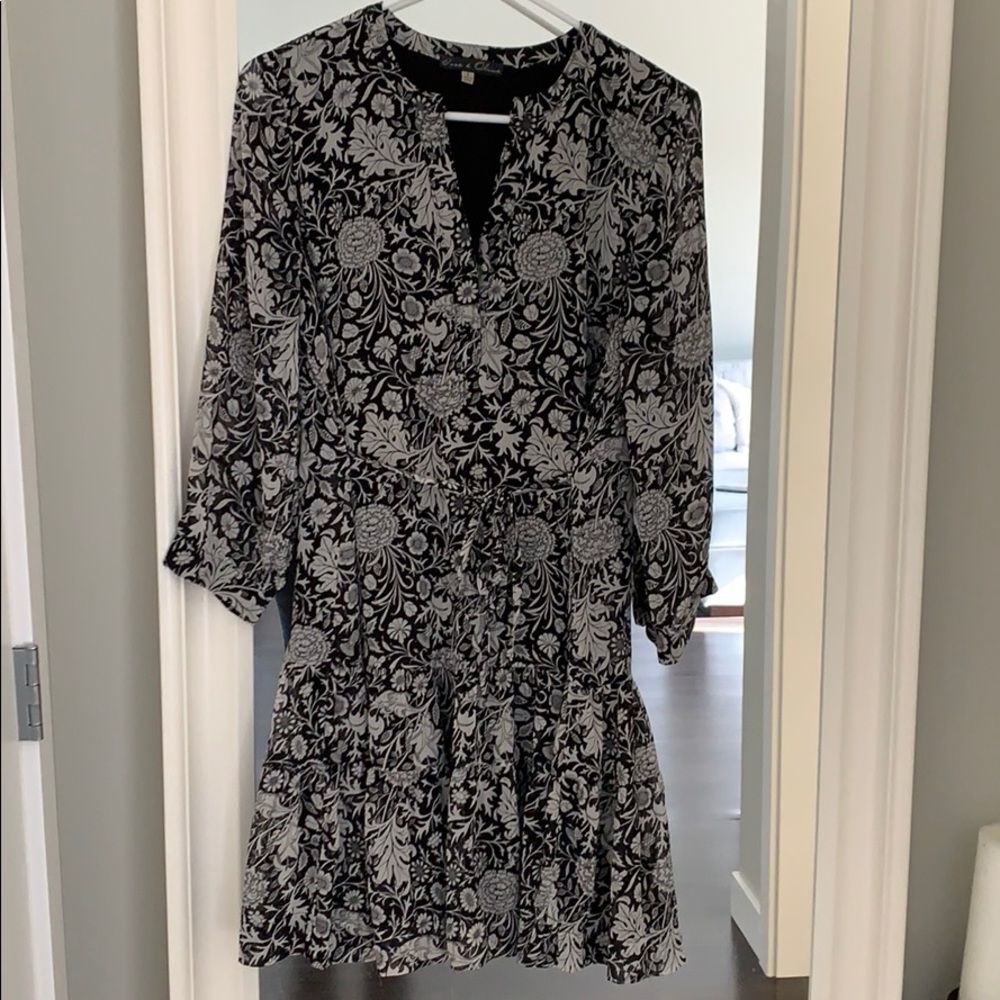 3/4 sleeve polyester tie waist dress!
